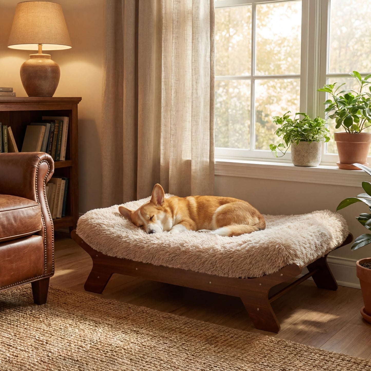 Wood Elevated Dog Bed Frame and Egg Crate Foam Mattress