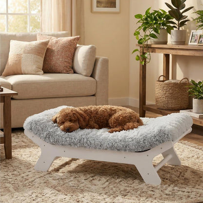 Wood Elevated Dog Bed Frame and Egg Crate Foam Mattress