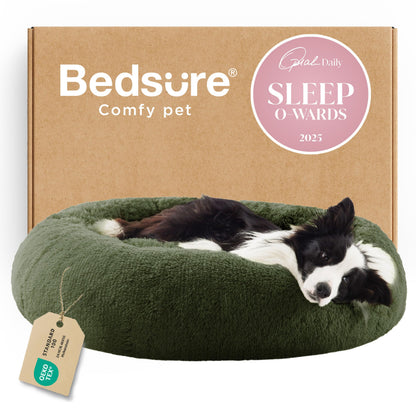 Calming Donut Dog Bed Faux Fur Anti Slip Washable