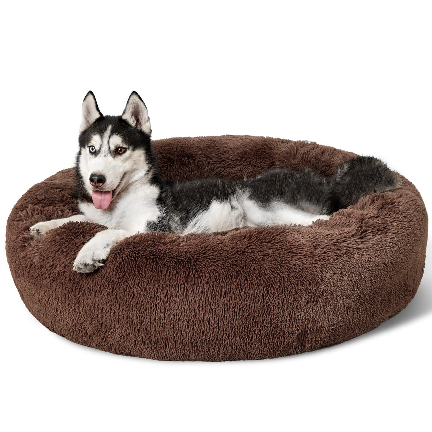 Calming Donut Dog Bed Faux Fur Anti Slip Washable