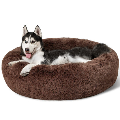 Calming Donut Dog Bed Faux Fur Anti Slip Washable
