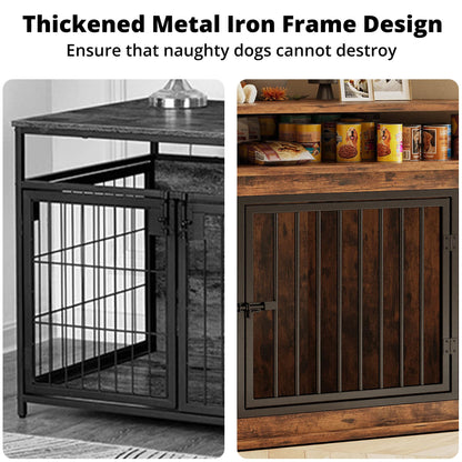 Corner Dog Crate Furniture with Storage Shelves