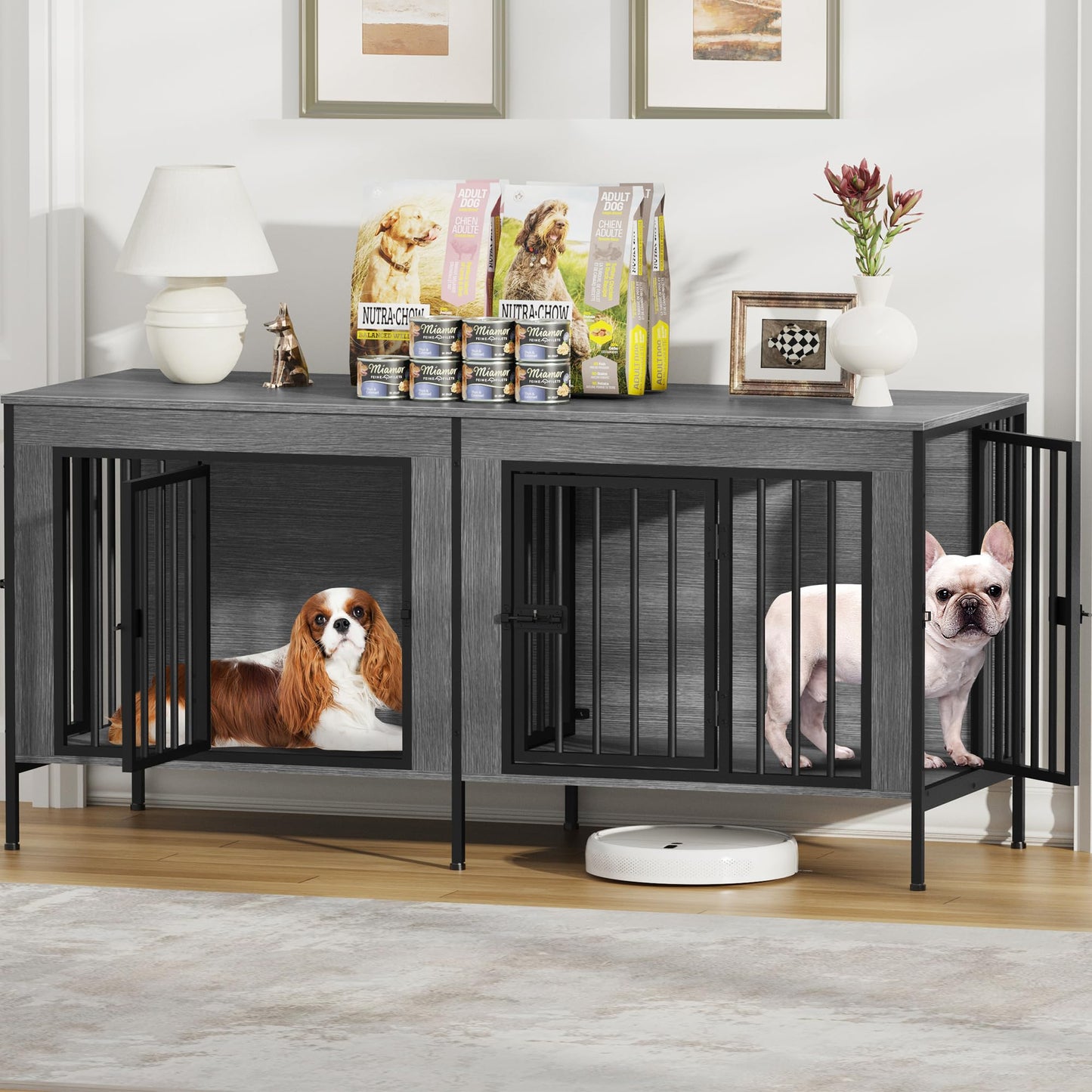 Dog Crate Furniture TV Stand Single or Double Kennel