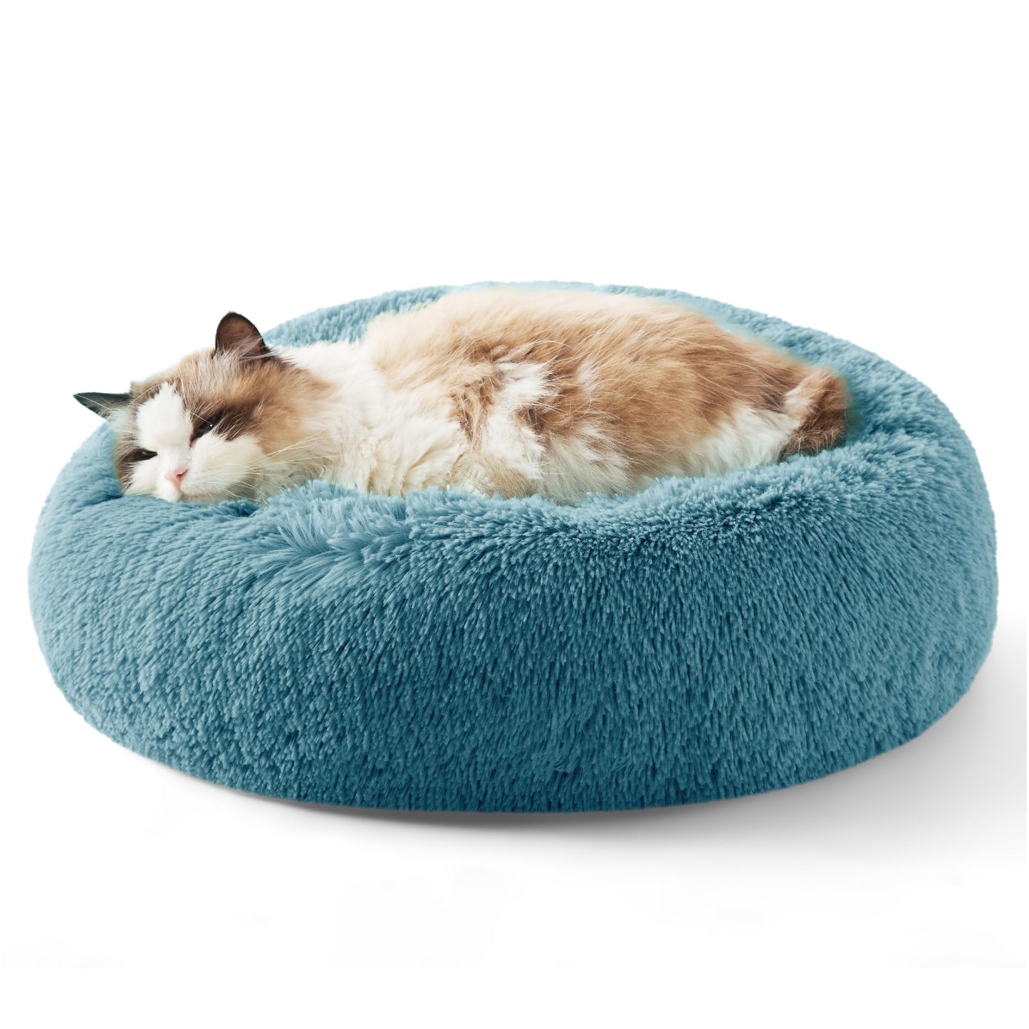 Calming Donut Dog Bed Faux Fur Anti Slip Washable