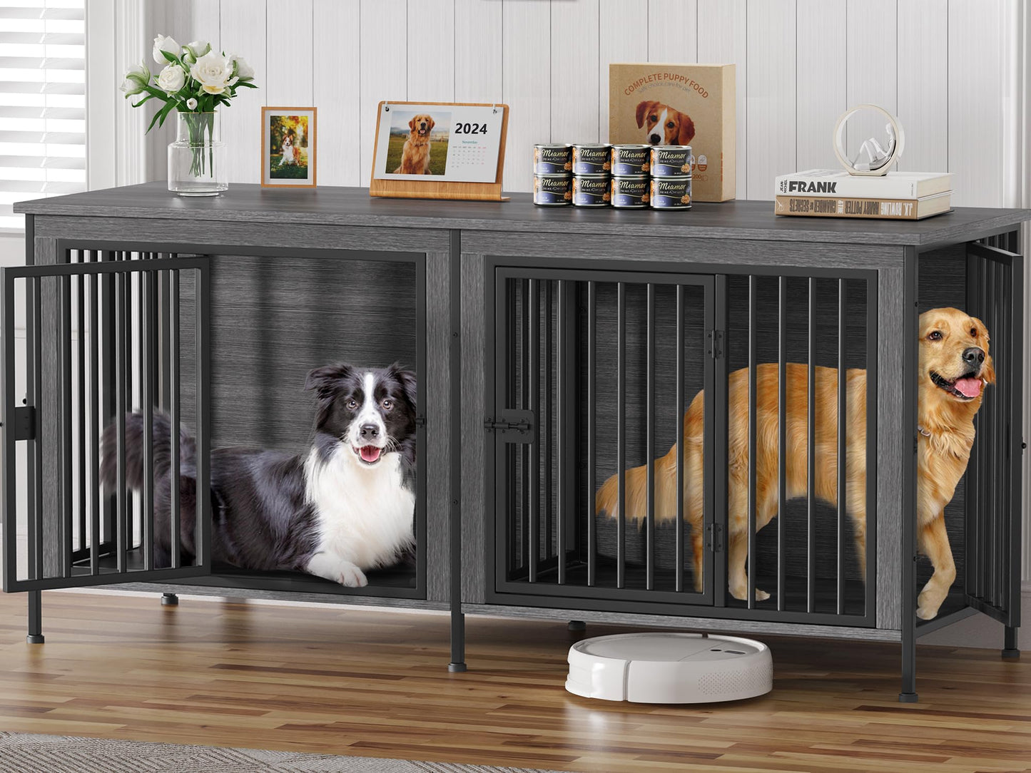 Dog Crate Furniture TV Stand Single or Double Kennel