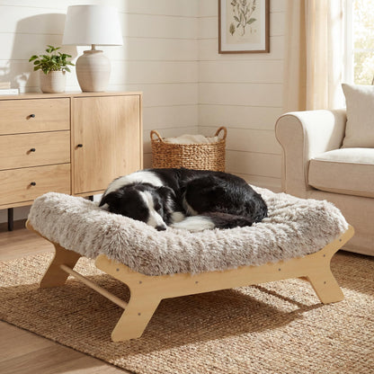 Wood Elevated Dog Bed Frame and Egg Crate Foam Mattress