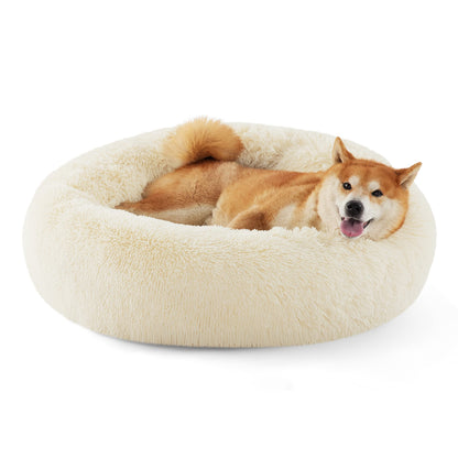 Calming Donut Dog Bed Faux Fur Anti Slip Washable
