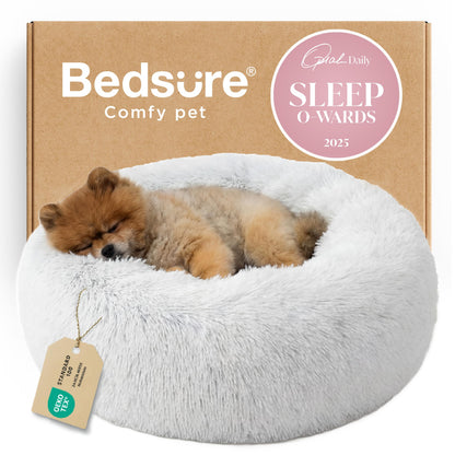 Calming Donut Dog Bed Faux Fur Anti Slip Washable