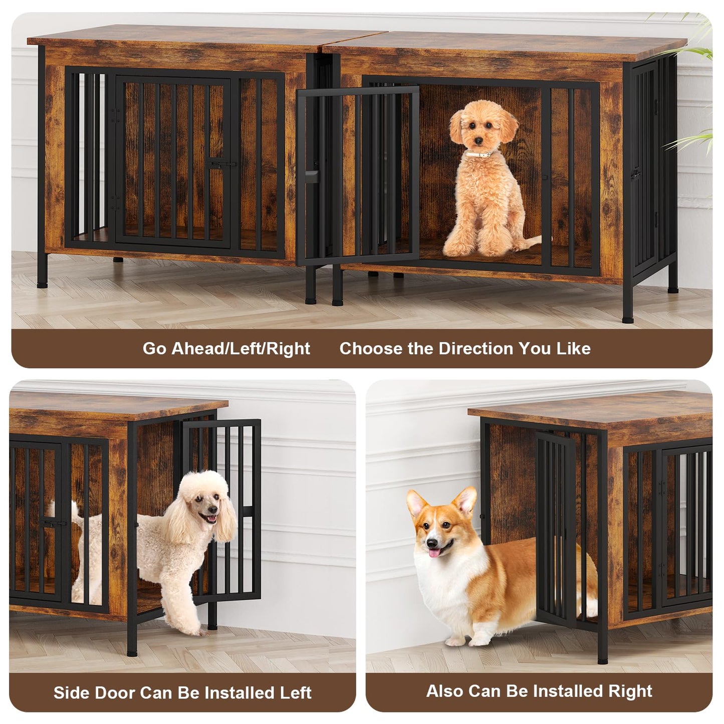 Dog Crate Furniture TV Stand Single or Double Kennel