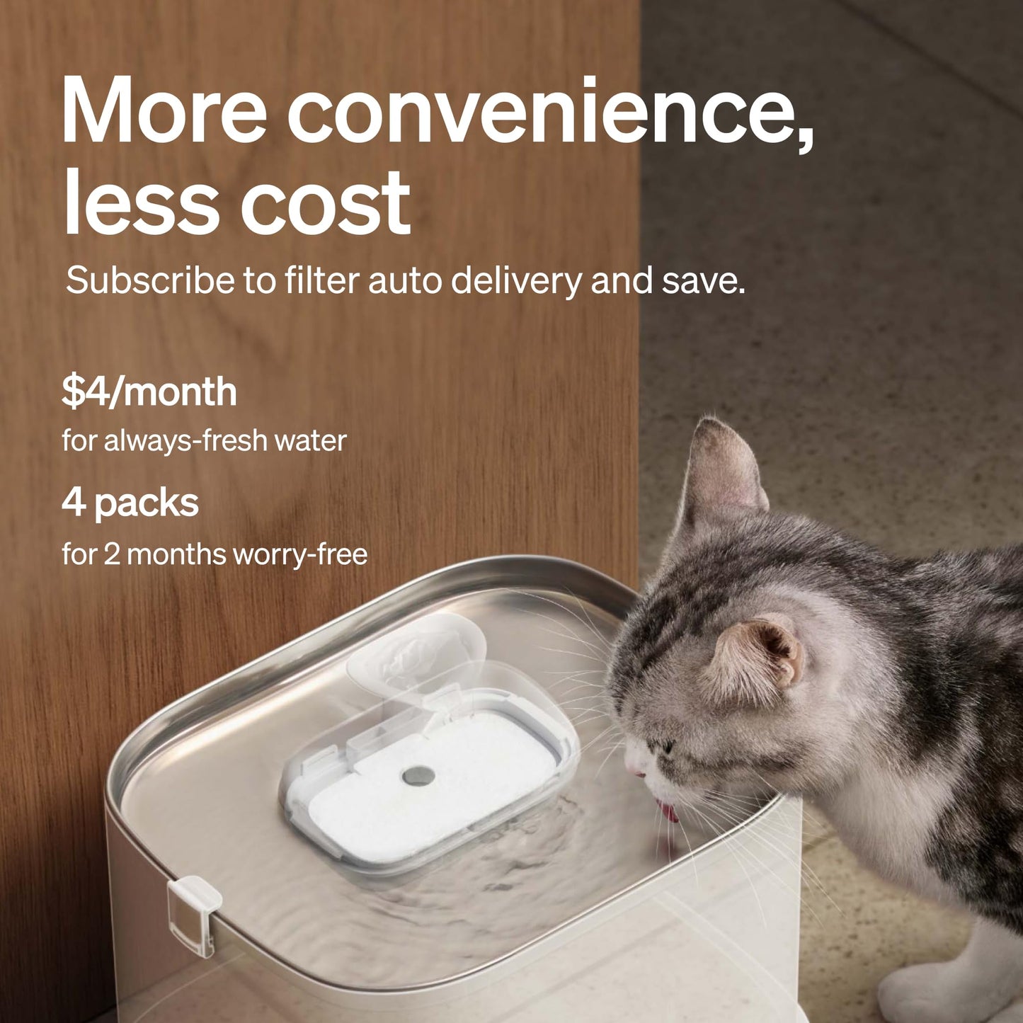 Cordless Cat Water Fountain WiFi App 3L Stainless Steel