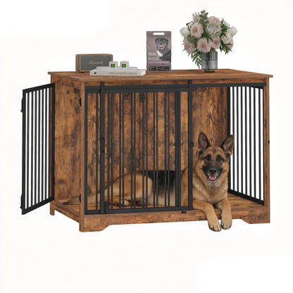 Dog Crate Furniture with Barn Door Heavy Duty Indoor