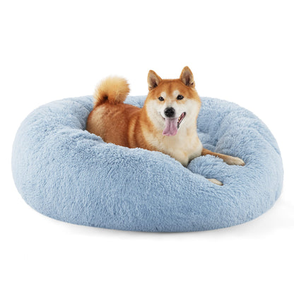 Calming Donut Dog Bed Faux Fur Anti Slip Washable