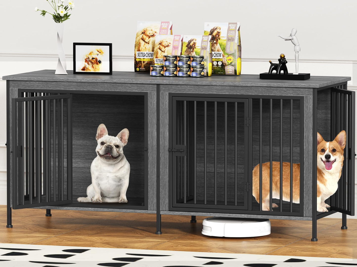 Dog Crate Furniture TV Stand Single or Double Kennel