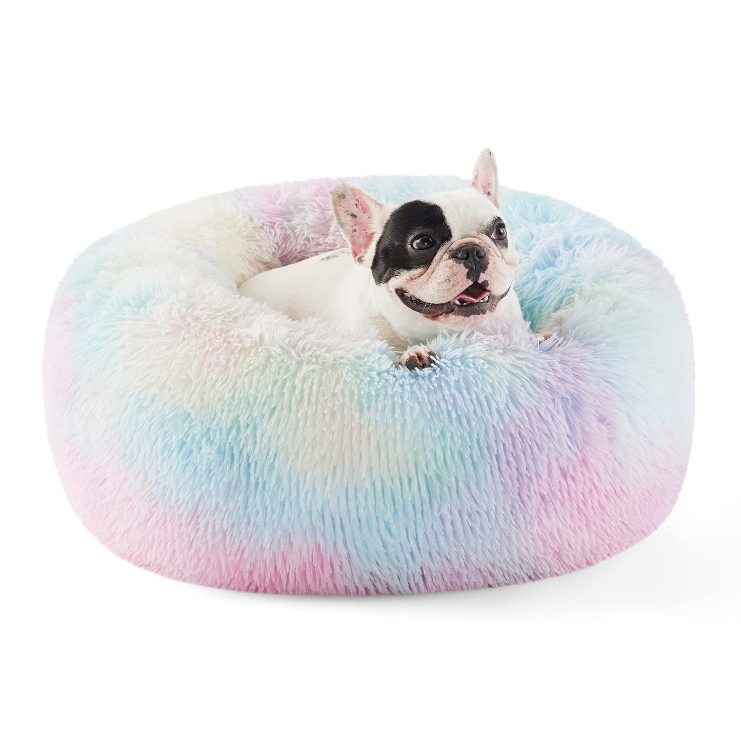 Calming Donut Dog Bed Faux Fur Anti Slip Washable