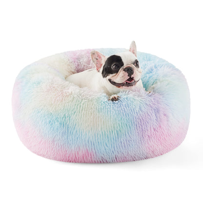 Calming Donut Dog Bed Faux Fur Anti Slip Washable