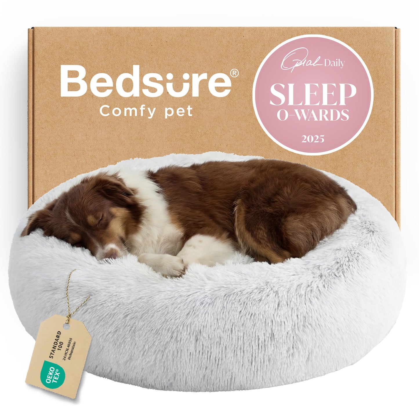 Calming Donut Dog Bed Faux Fur Anti Slip Washable