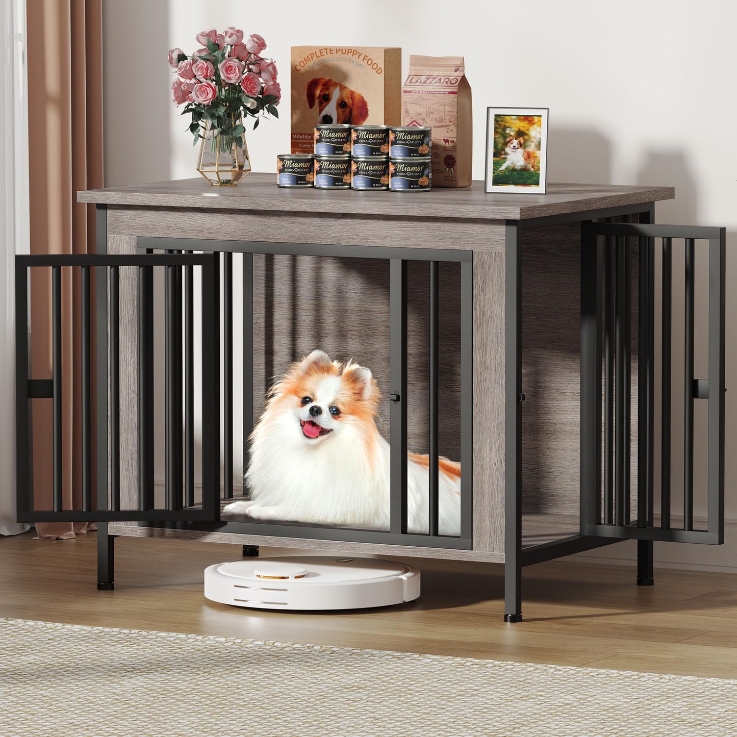 Dog Crate Furniture TV Stand Single or Double Kennel