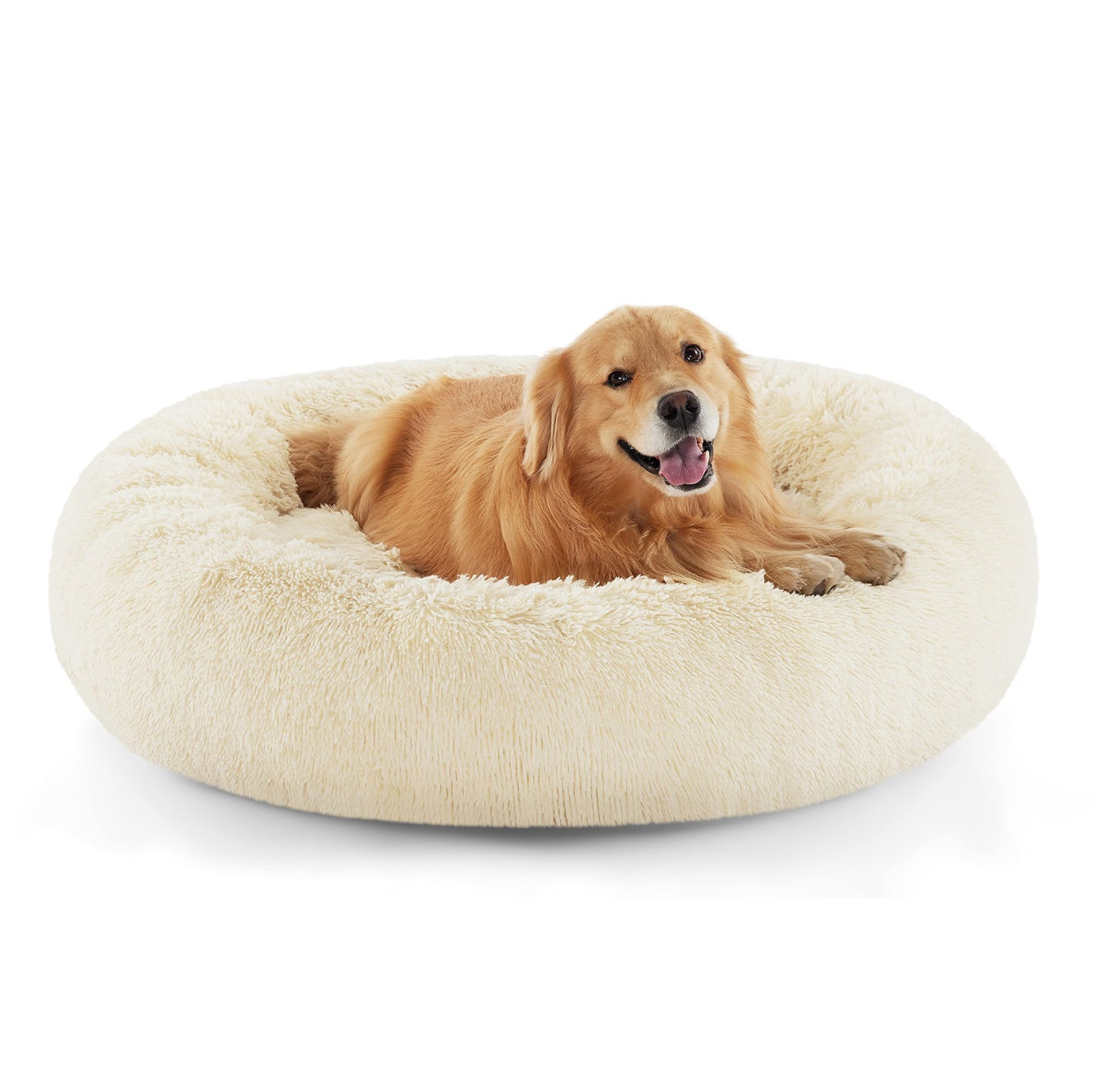 Calming Donut Dog Bed Faux Fur Anti Slip Washable