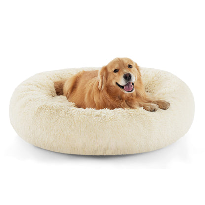 Calming Donut Dog Bed Faux Fur Anti Slip Washable