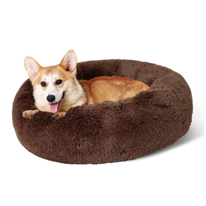 Calming Donut Dog Bed Faux Fur Anti Slip Washable