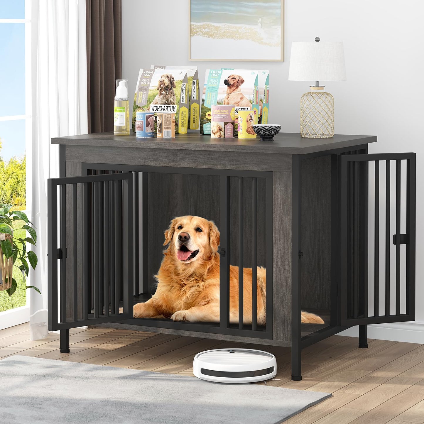 Dog Crate Furniture TV Stand Single or Double Kennel