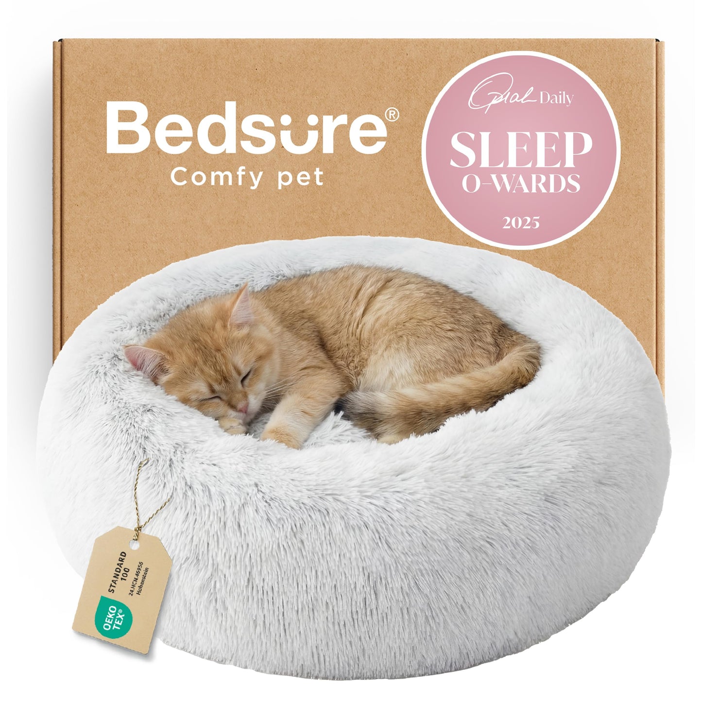 Calming Donut Dog Bed Faux Fur Anti Slip Washable