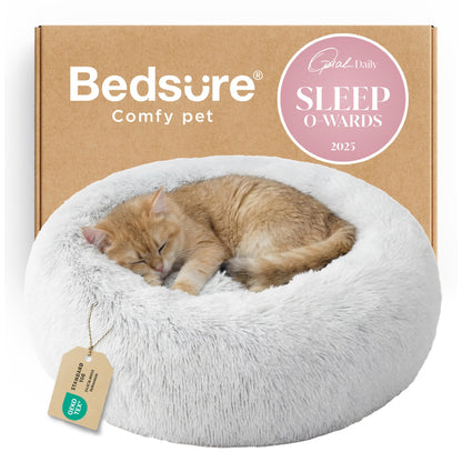 Calming Donut Dog Bed Faux Fur Anti Slip Washable
