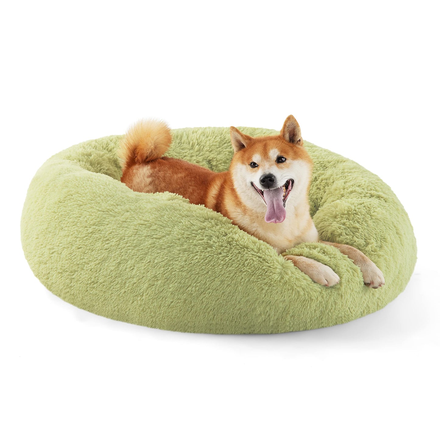 Calming Donut Dog Bed Faux Fur Anti Slip Washable