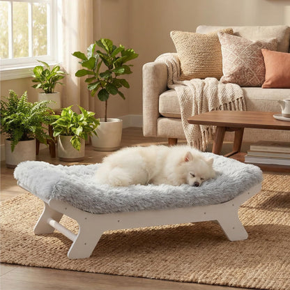 Wood Elevated Dog Bed Frame and Egg Crate Foam Mattress
