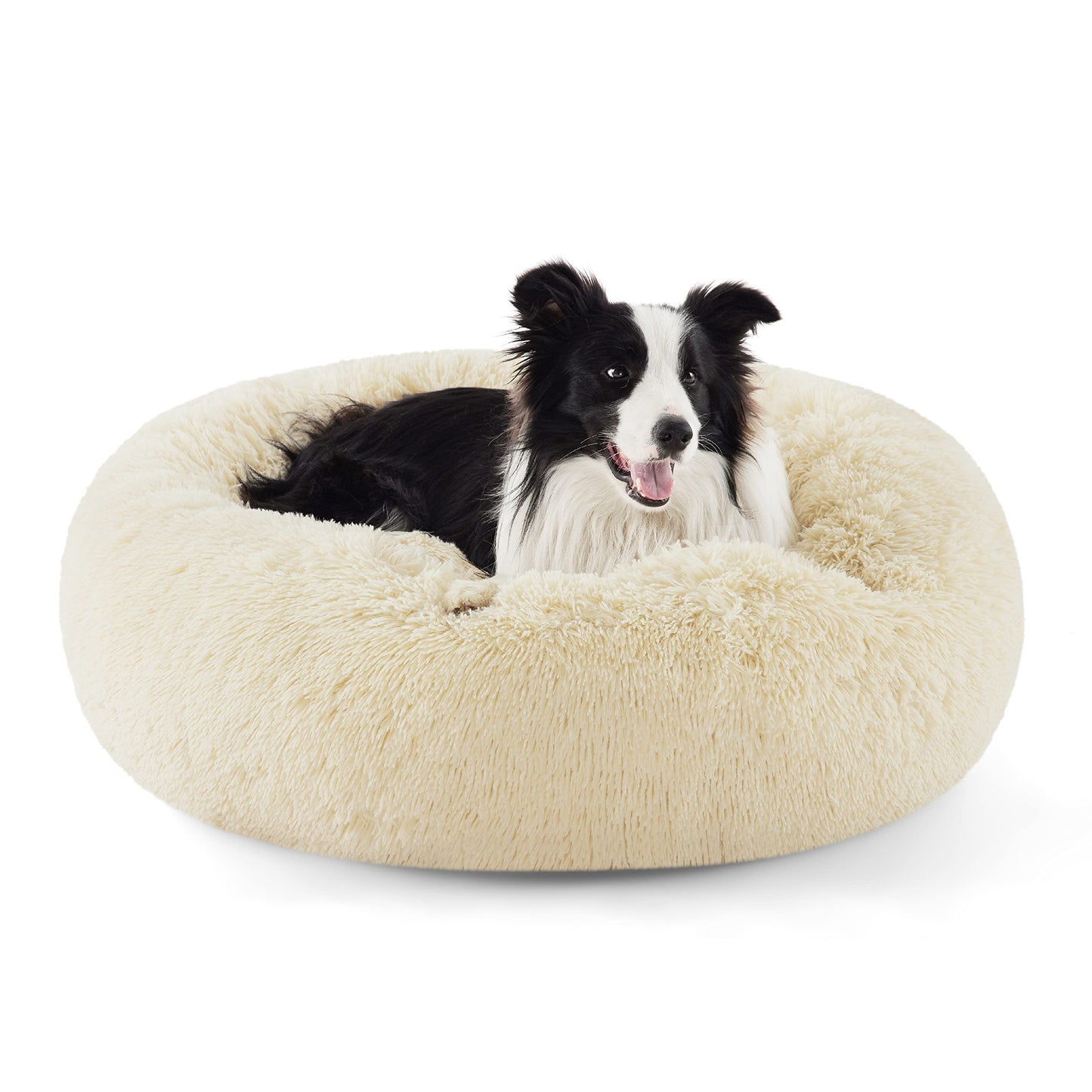 Calming Donut Dog Bed Faux Fur Anti Slip Washable