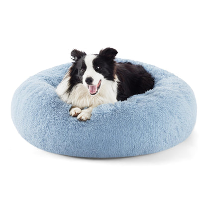 Calming Donut Dog Bed Faux Fur Anti Slip Washable