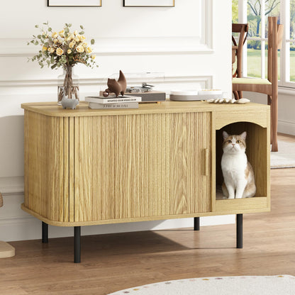 Hidden Cat Litter Box Furniture Cabinet with Scratcher