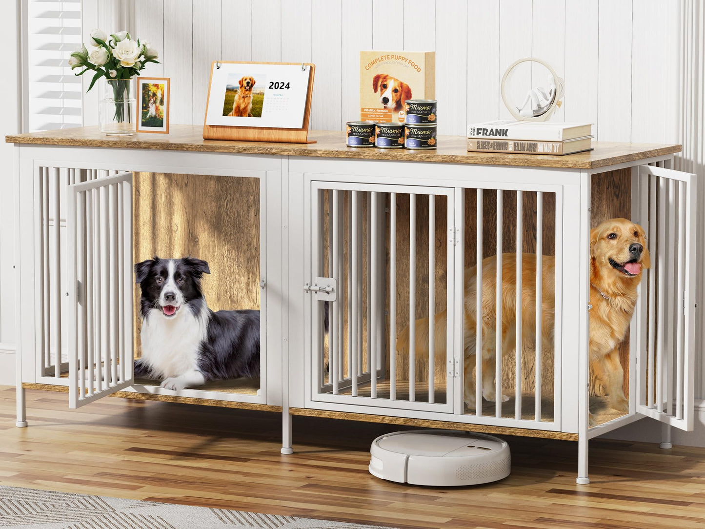 Dog Crate Furniture TV Stand Single or Double Kennel