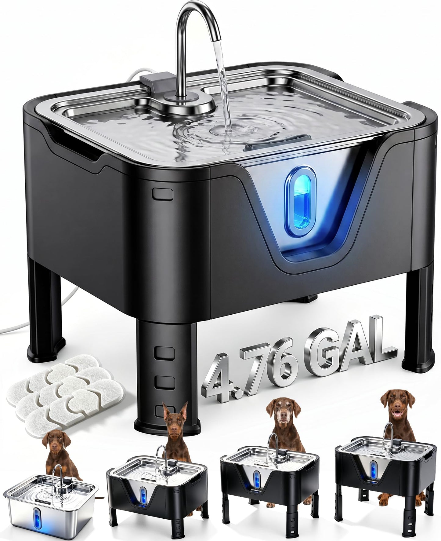 4.75Gal Elevated Large Dog Water Fountain