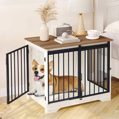 Dog Crate Furniture with Barn Door Heavy Duty Indoor