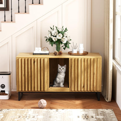 Hidden Cat Litter Box Enclosure Furniture Bench Cabinet