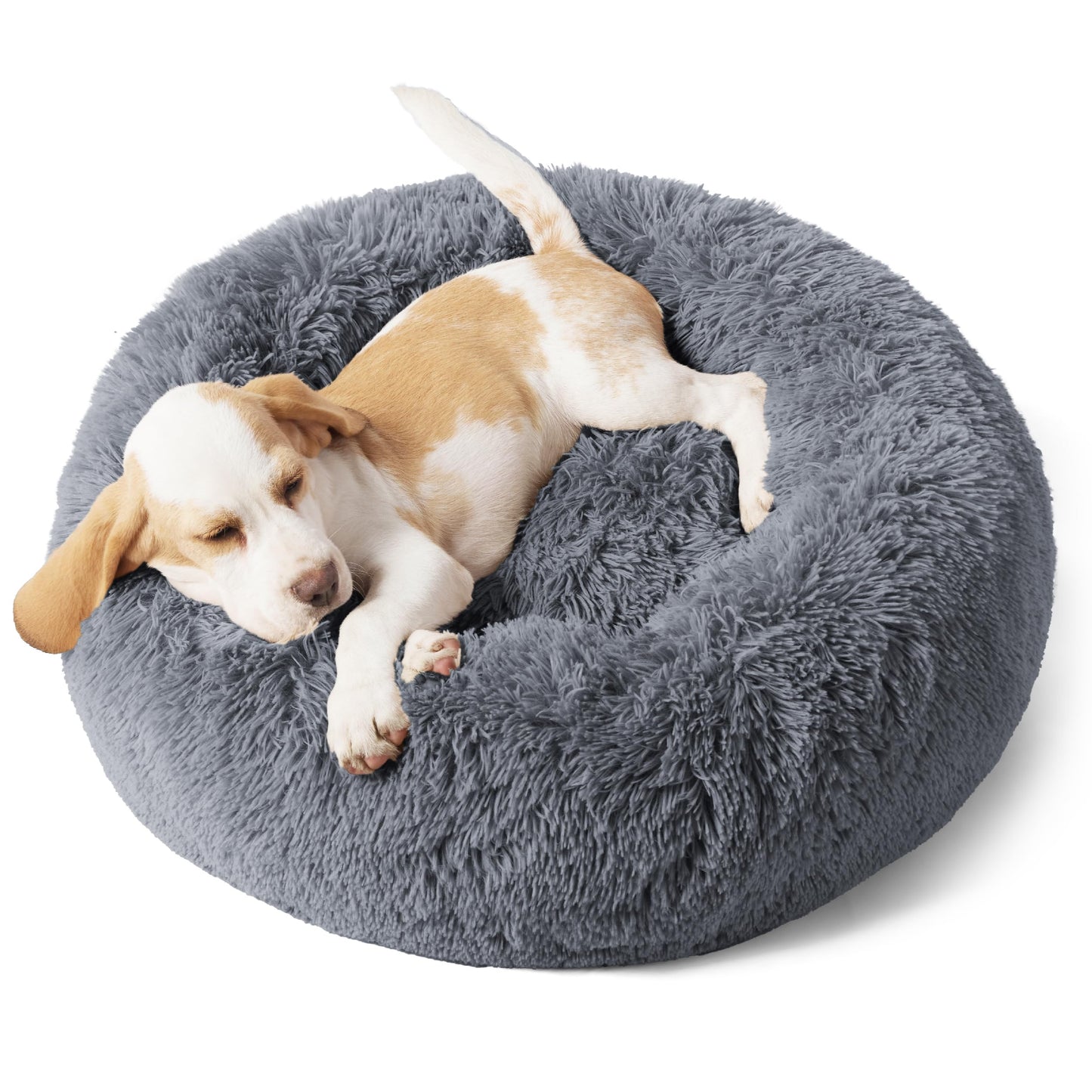 Calming Donut Dog Bed Faux Fur Anti Slip Washable