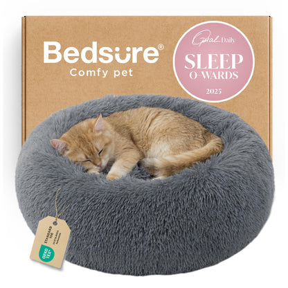 Calming Donut Dog Bed Faux Fur Anti Slip Washable