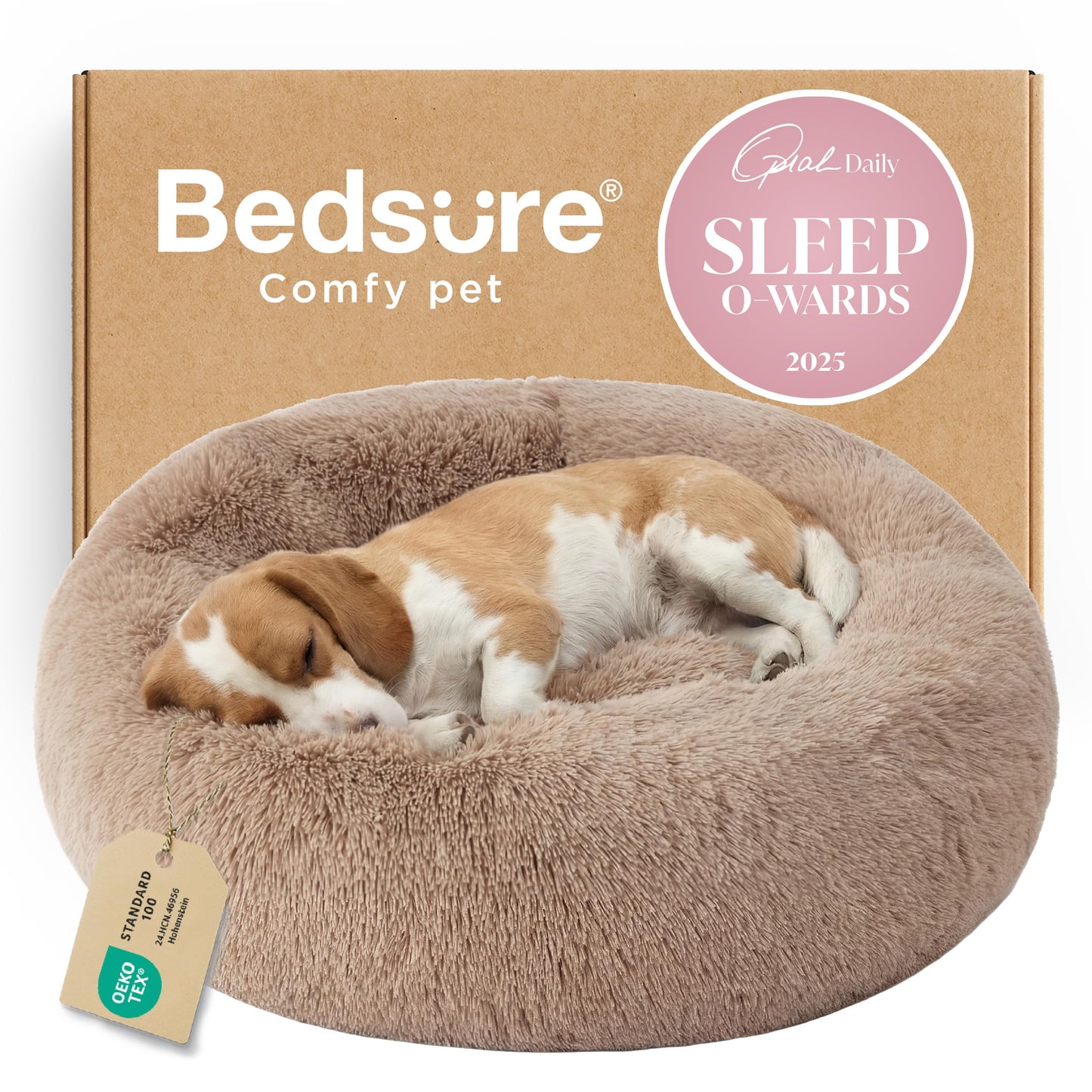 Calming Donut Dog Bed Faux Fur Anti Slip Washable
