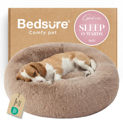 Calming Donut Dog Bed Faux Fur Anti Slip Washable