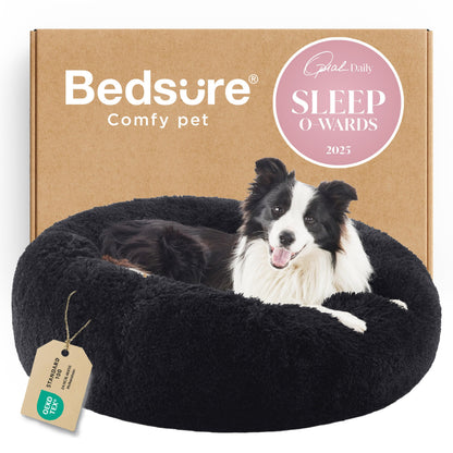 Calming Donut Dog Bed Faux Fur Anti Slip Washable