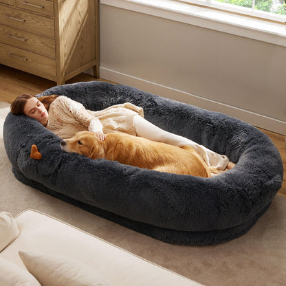 Calming Donut Dog Bed Faux Fur Anti Slip Washable