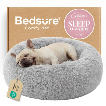 Calming Donut Dog Bed Faux Fur Anti Slip Washable