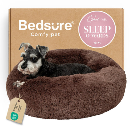 Calming Donut Dog Bed Faux Fur Anti Slip Washable