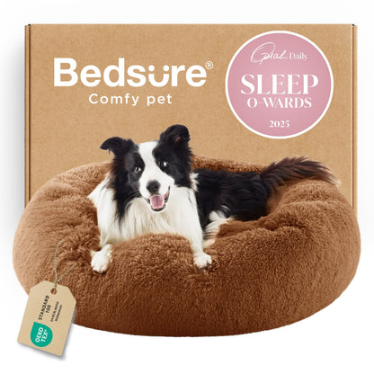 Calming Donut Dog Bed Faux Fur Anti Slip Washable