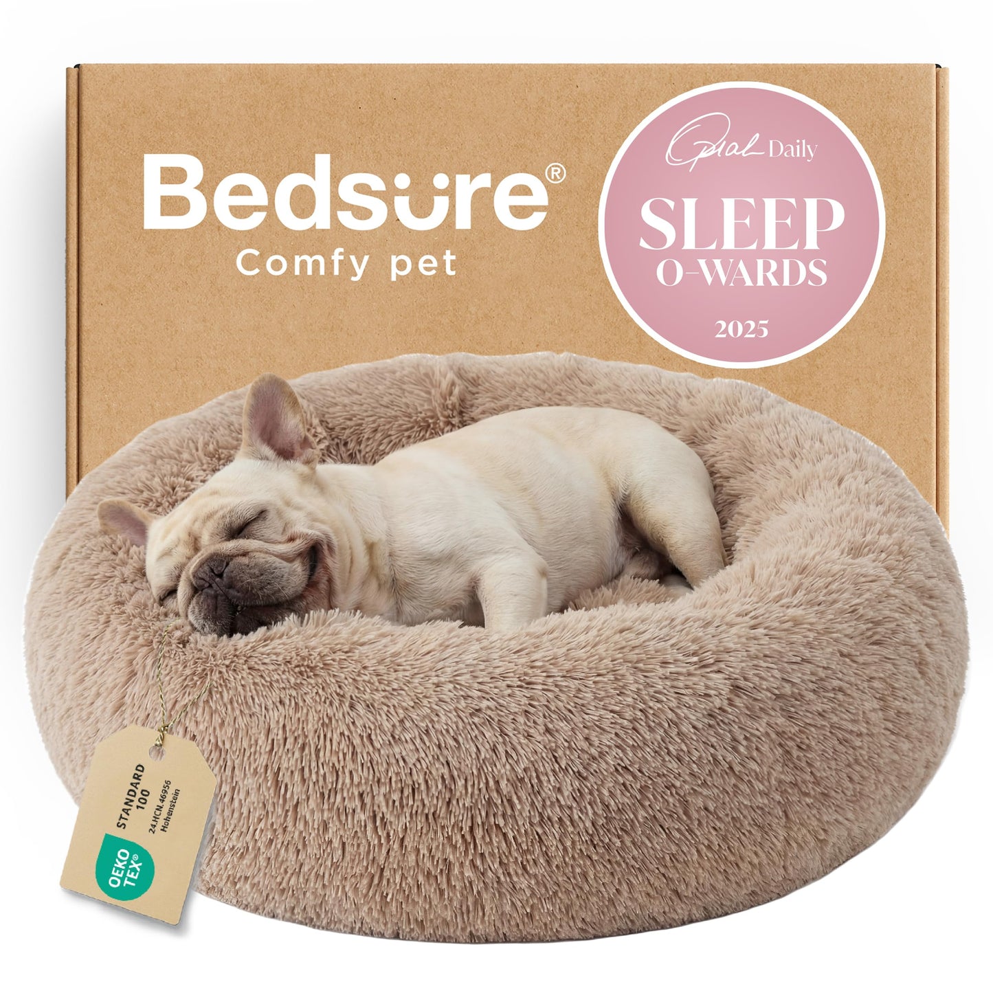 Calming Donut Dog Bed Faux Fur Anti Slip Washable