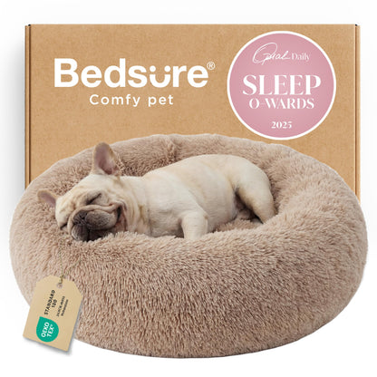 Calming Donut Dog Bed Faux Fur Anti Slip Washable