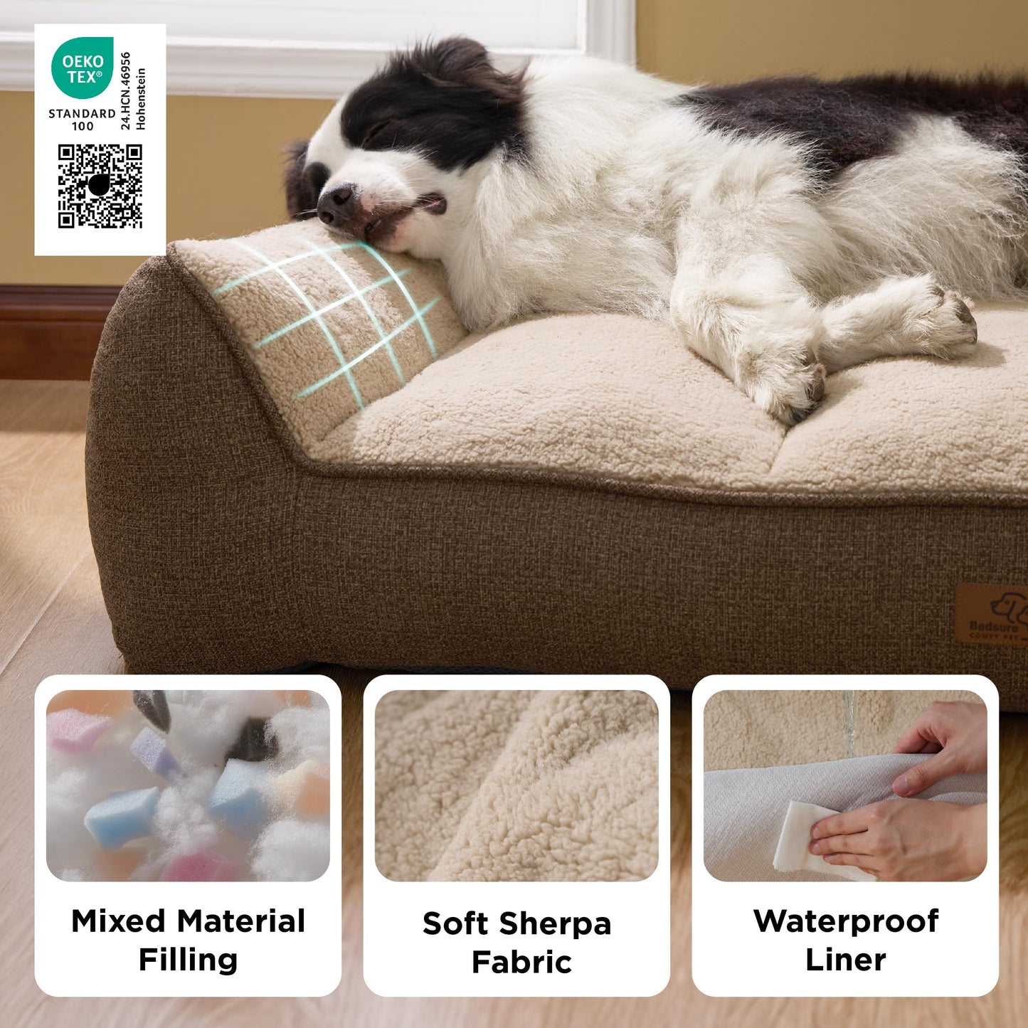 Orthopedic Large Dog Bed Extra Thick Waterproof Plush