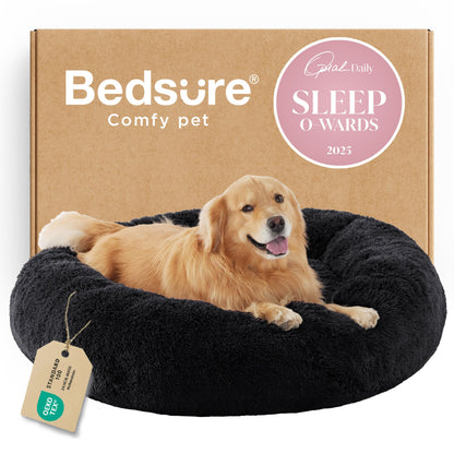 Calming Donut Dog Bed Faux Fur Anti Slip Washable