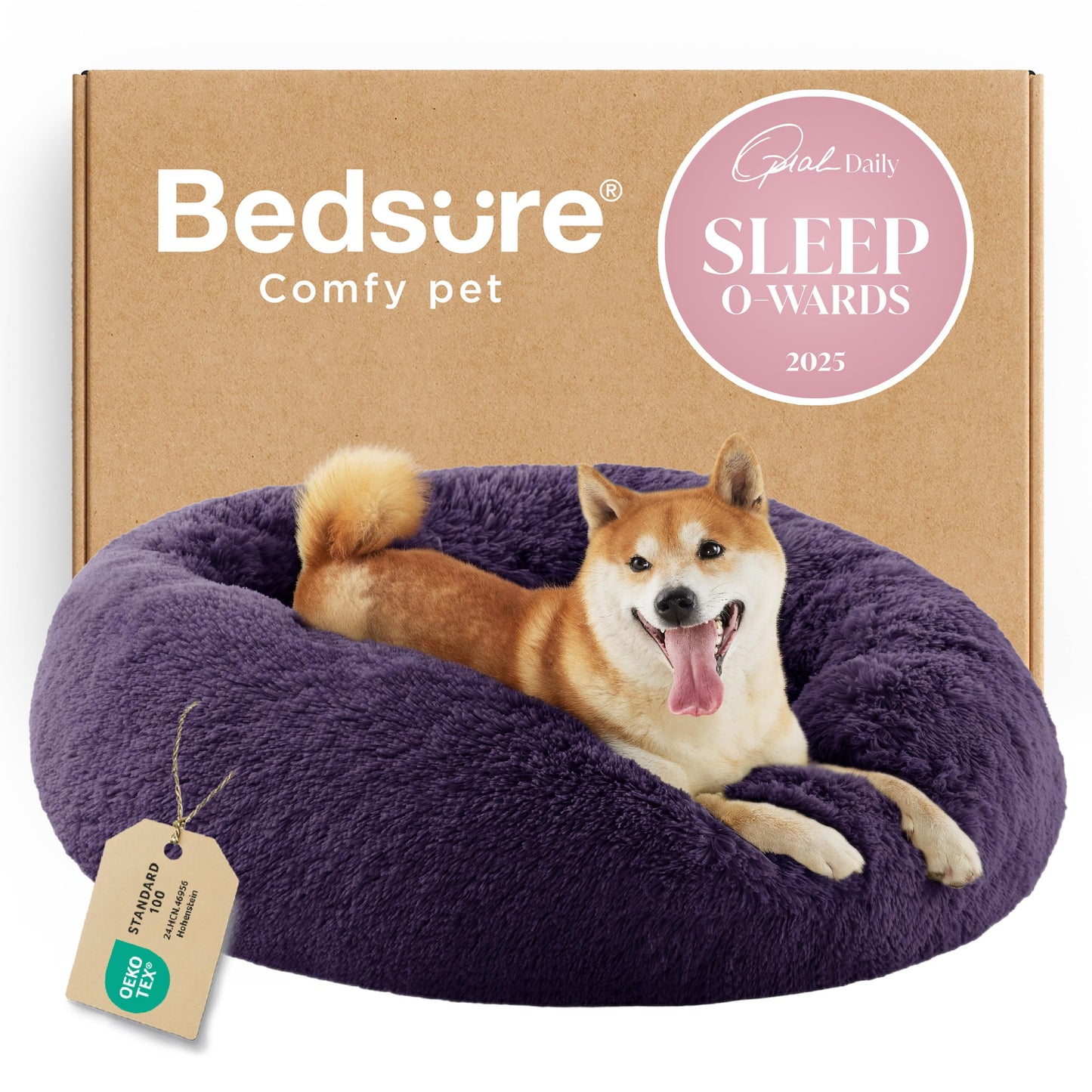 Calming Donut Dog Bed Faux Fur Anti Slip Washable